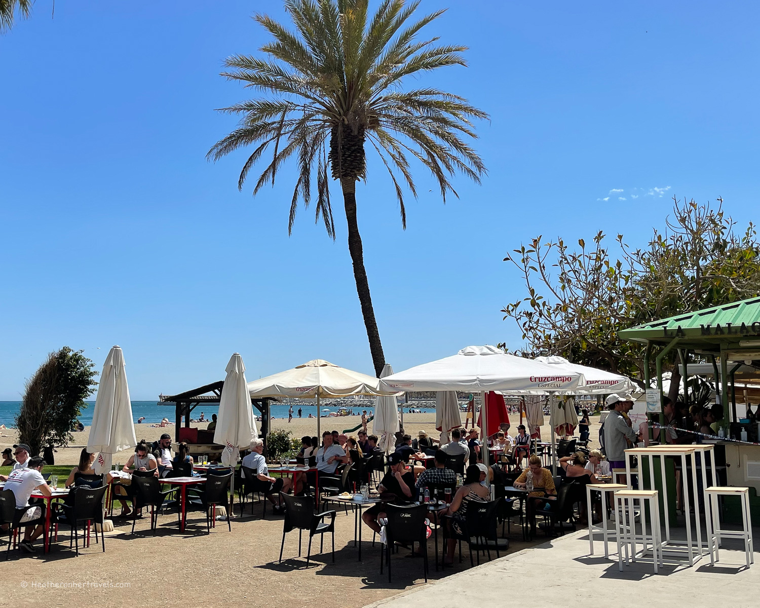 Chiringuito on Malaga beach Spain &copy; Heatheronhertravels.com