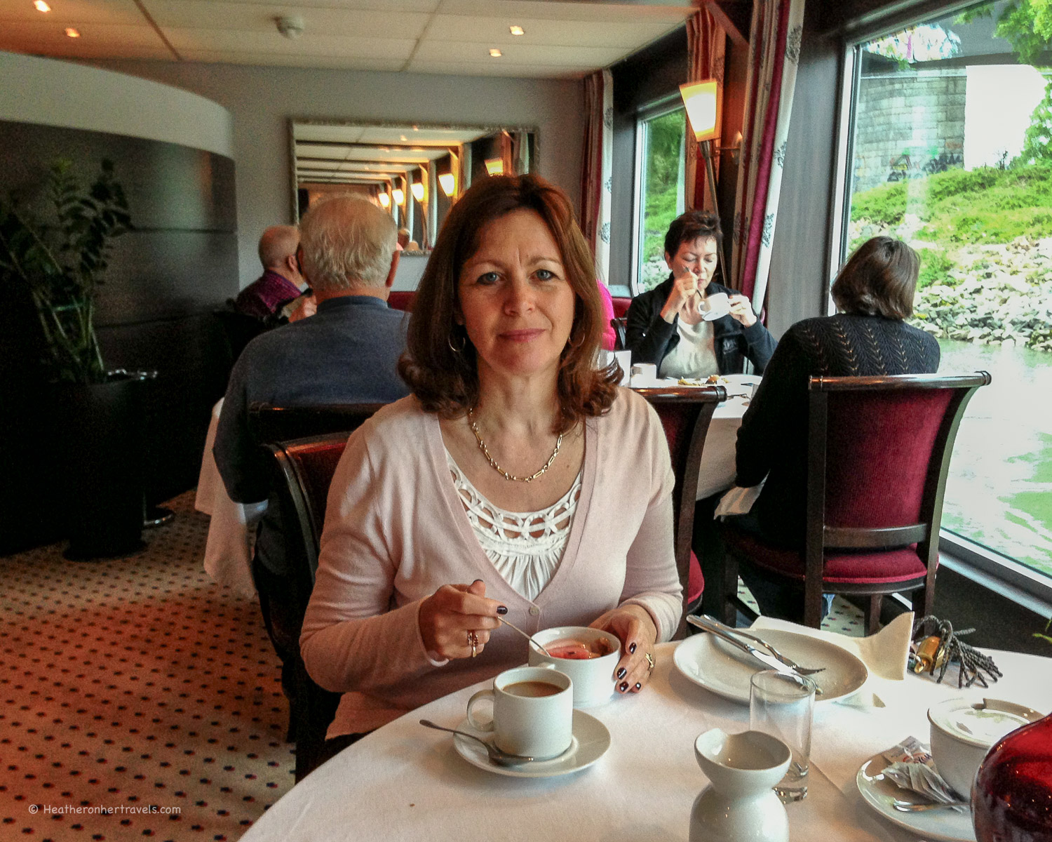 Enjoying breakfast on a river cruise &copy; Heatheronhertravels.com