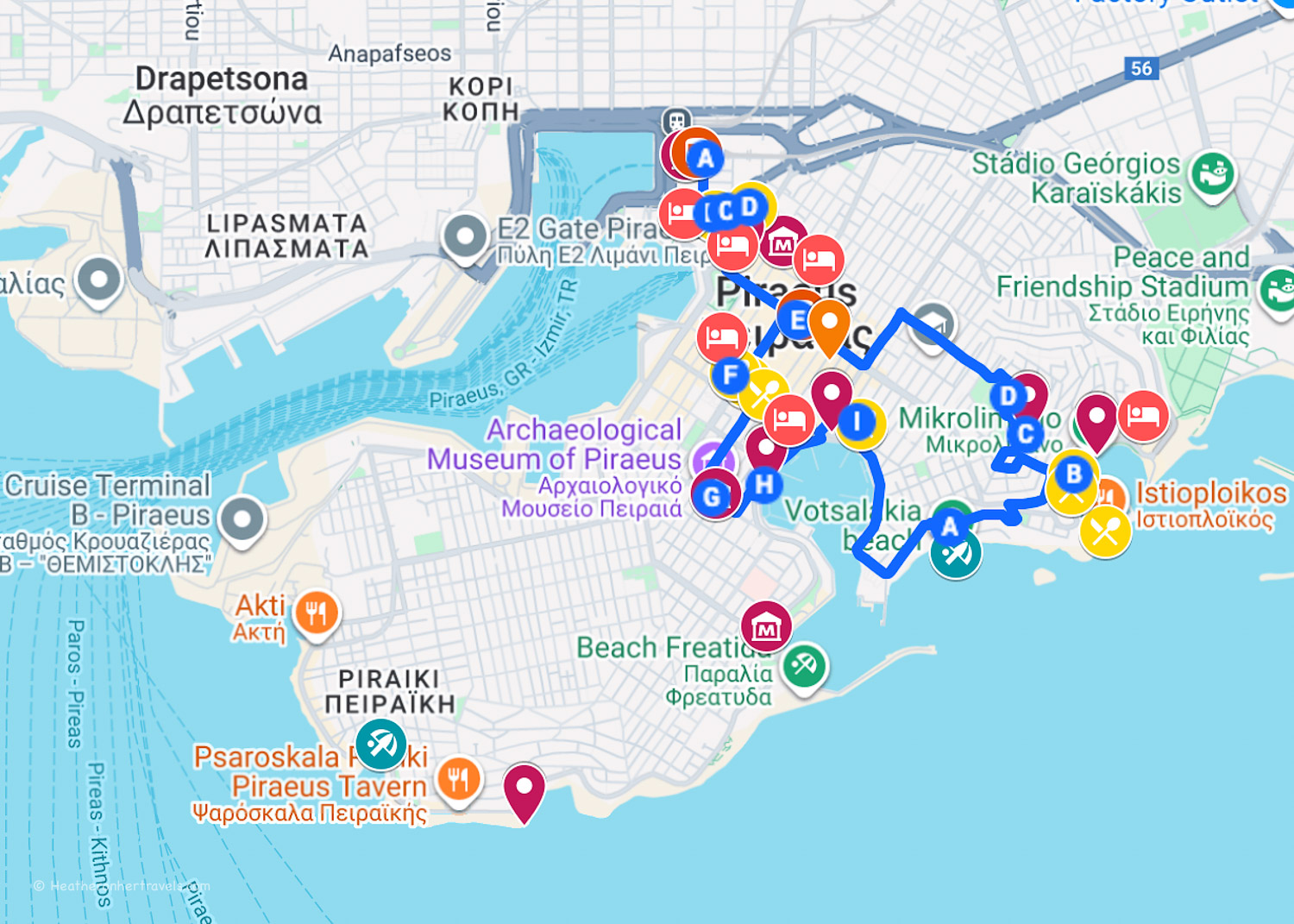 Map of Piraeus &copy; Heatheronhertravels.com